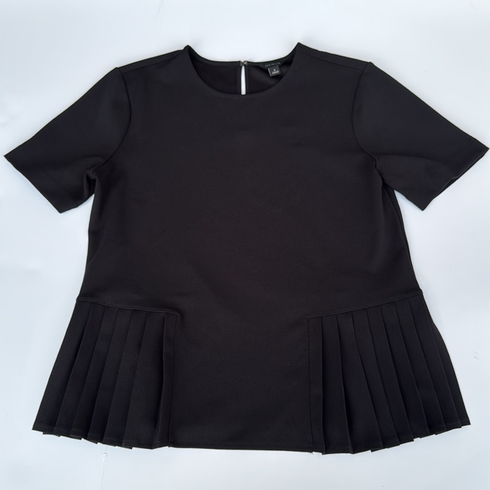 Ann Taylor black pleated peplum top, NWOT, size M
